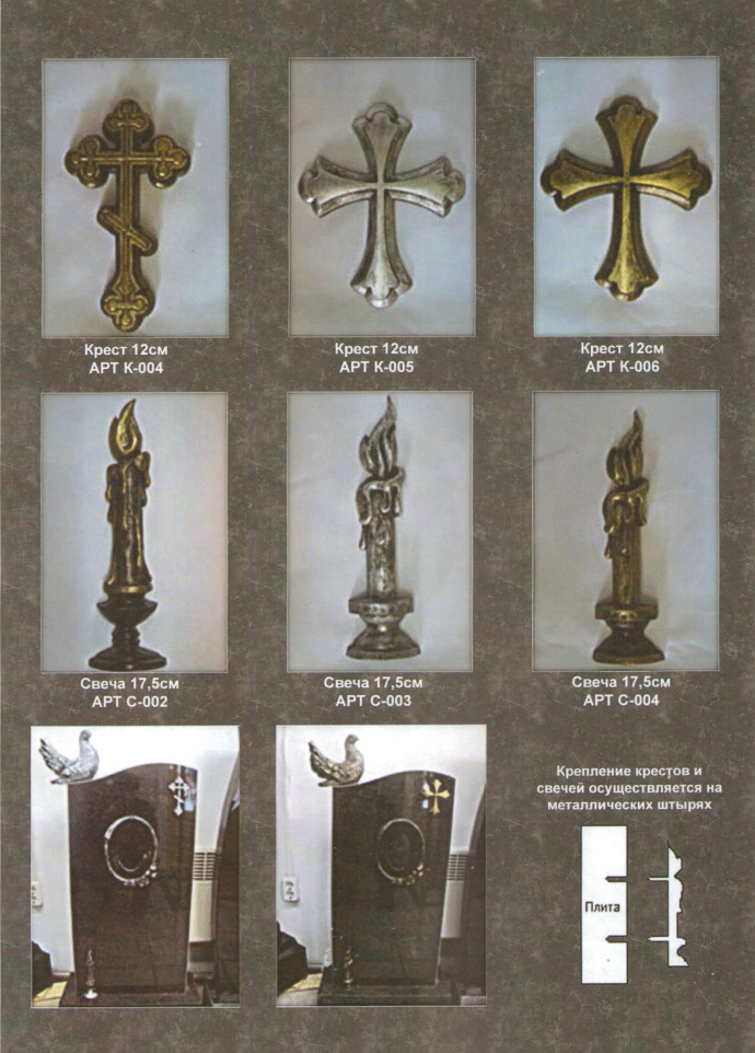 Могильные кресты и свечи из металла